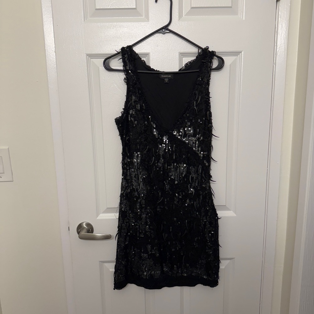 Bebe Black Sequin Mini Dress